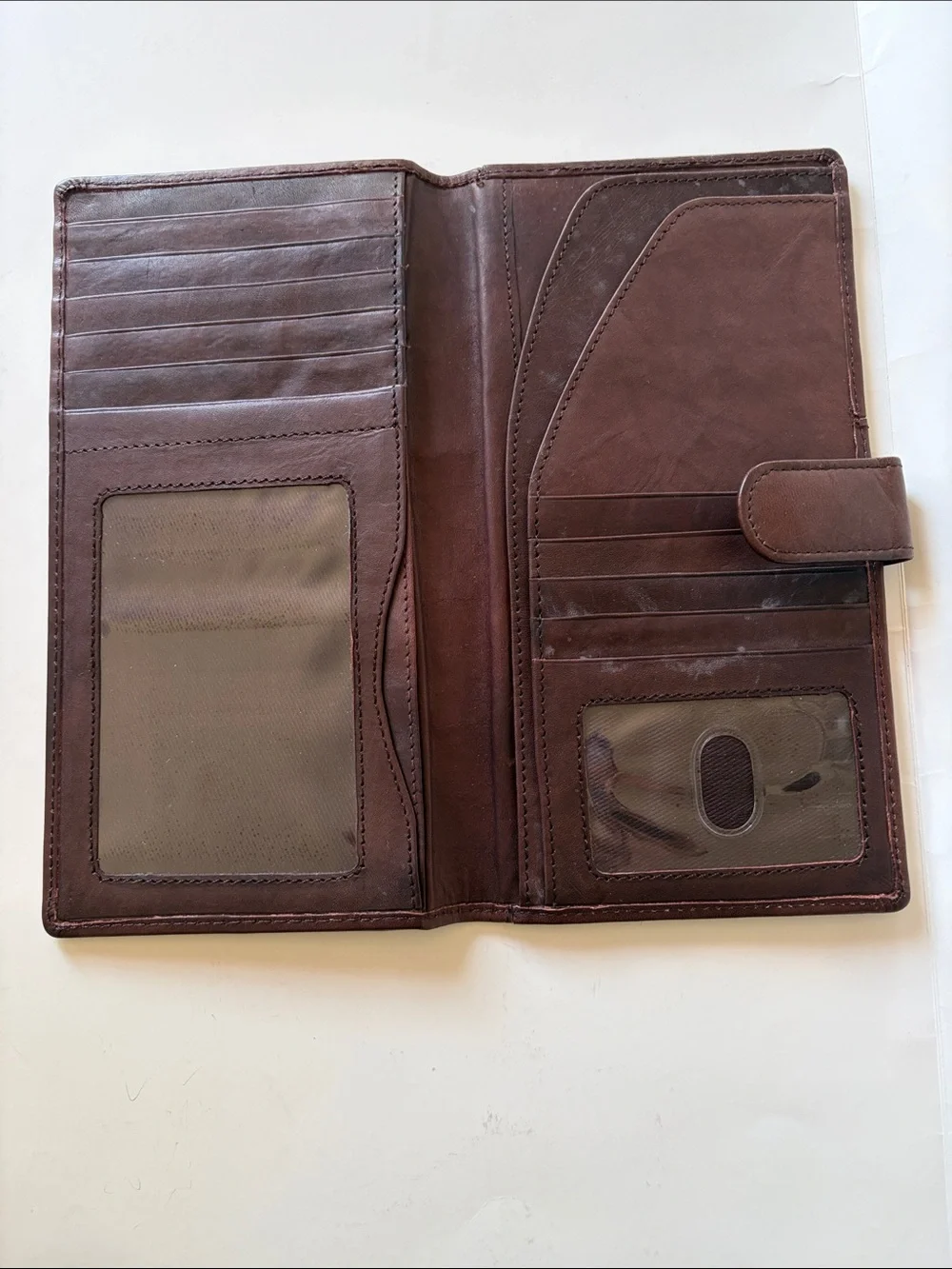 Men's Brown Leather Phone Wallet with Secure Snap Tab